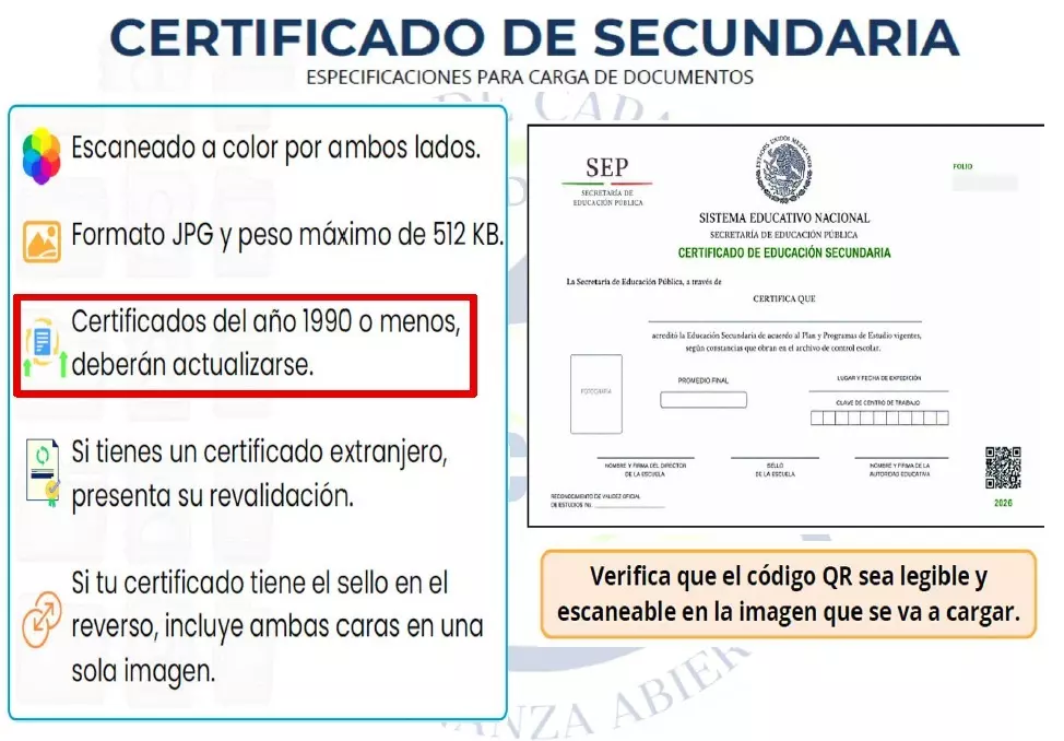 Ejemplo de Certificado de Secundaria